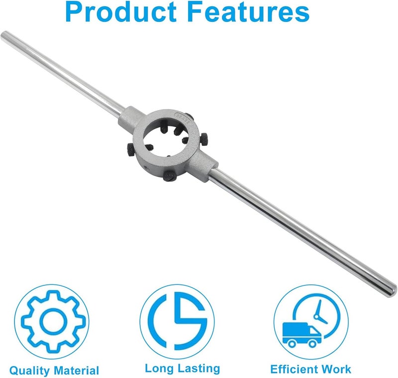 OSVJE Metric M22-M26 Die Round Die Stock Holder,Thread Tap Wrench Zinc Alloy Body Stock Holder with Additional Screws, Adjustable Removable Handle - Image 4